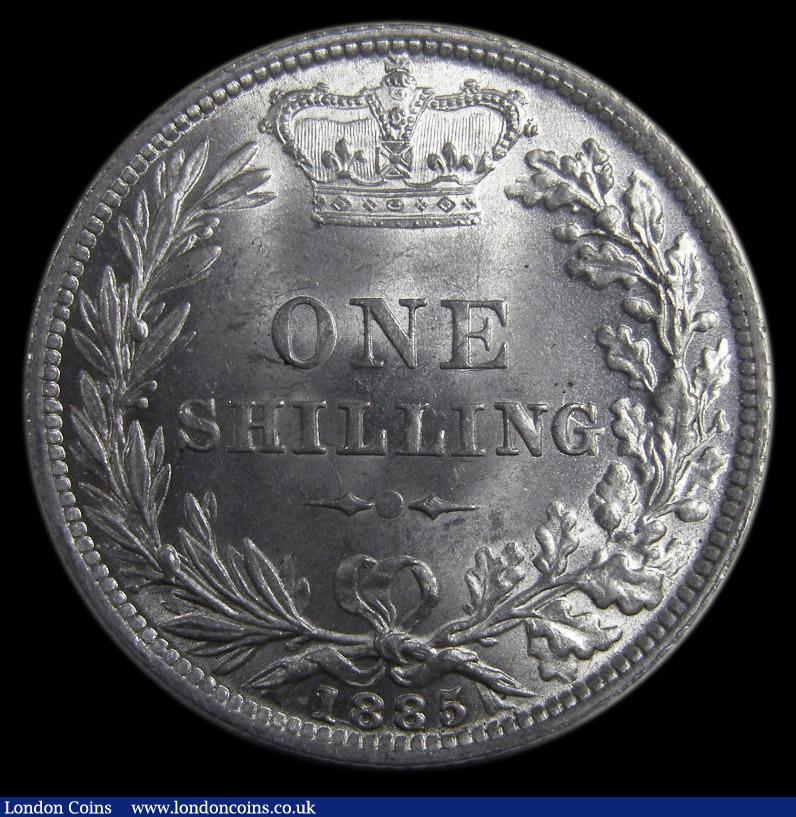 London Coins : A156 : Lot 2695 : Shilling 1885 ESC 1345 UNC and lustrous with a couple of small tone spots, Ex-Andrew Wayne collectio...