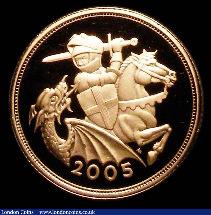 London Coins : A156 : Lot 2915 : Sovereign 2005 Proof nFDC/FDC in capsule the obverse with a thin scratch in the field