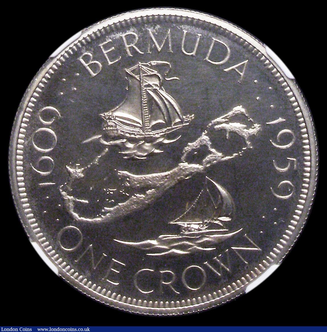 London Coins : A157 : Lot 1339 : Bermuda Crown 1959 350th Anniversary of the founding of the Colony Proof in an NGC holder and graded...