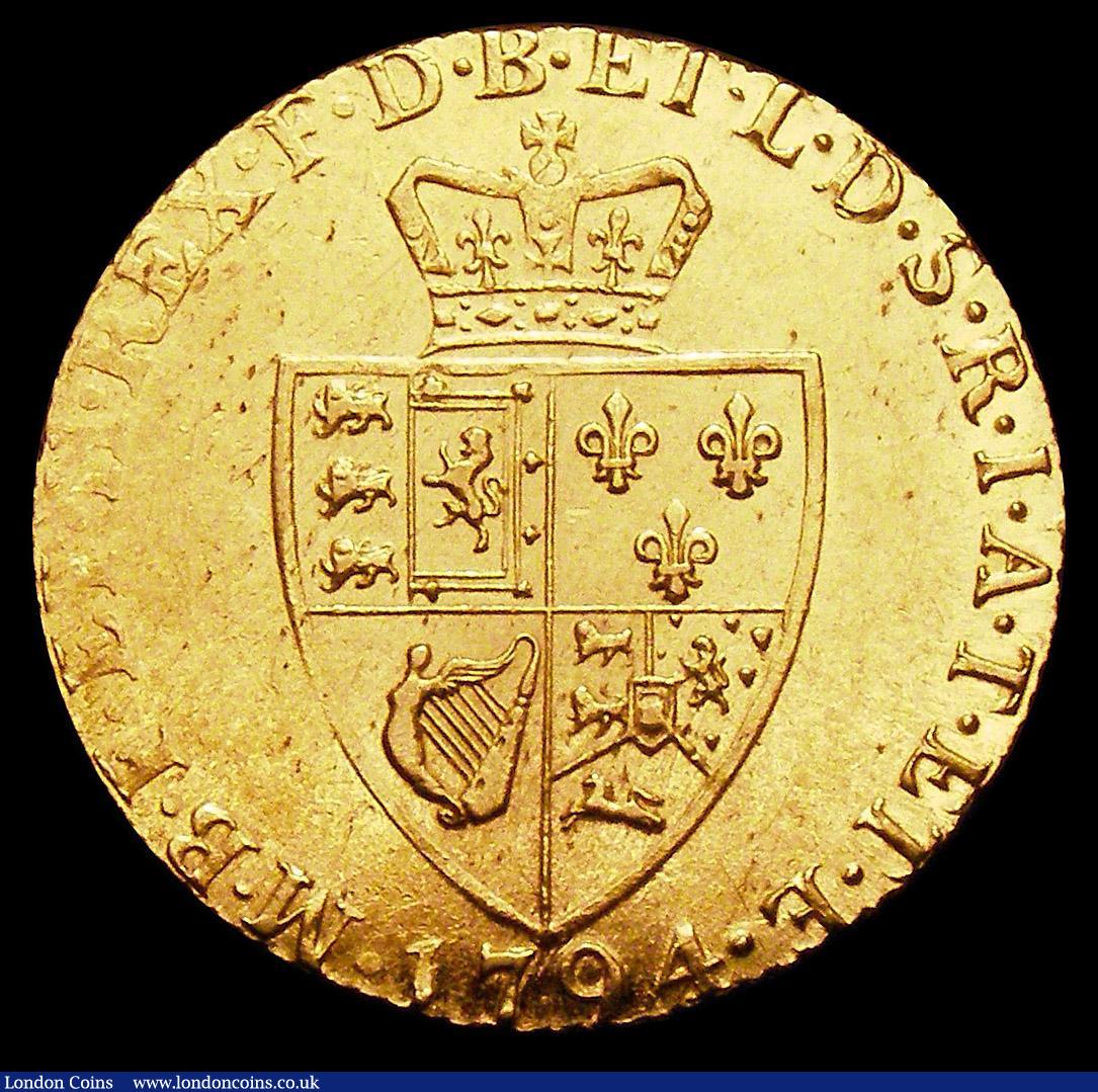 London Coins : A157 : Lot 2280 : Guinea 1794 S.3729 EF and lustrous with some light contact marks