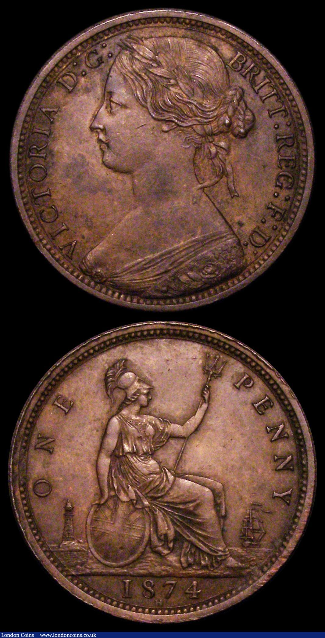 London Coins : A157 : Lot 2922 : Pennies (2) 1872 Freeman 62 dies 6+G, Gouby BP1872Aa 10 1/2 teeth date spacing, EF the obverse with ...