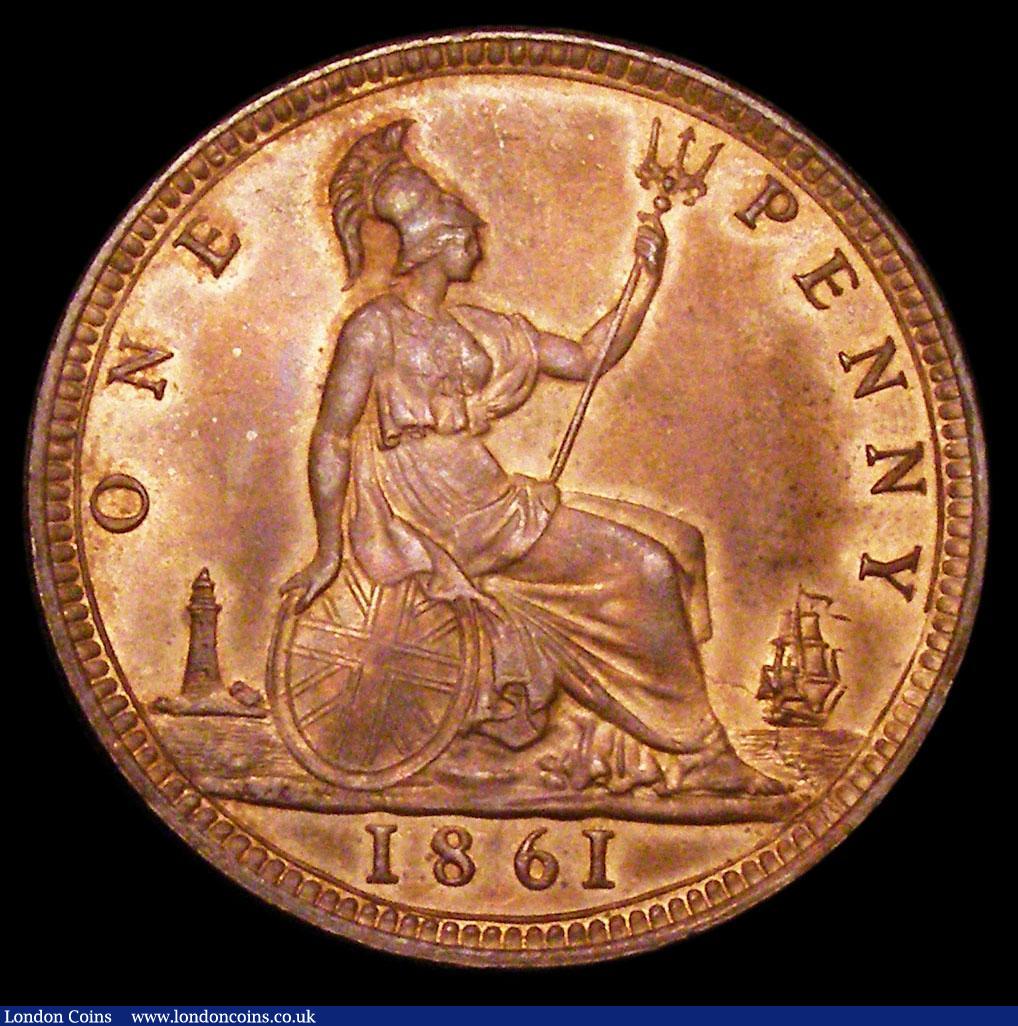 London Coins : A157 : Lot 2978 : Penny 1861 Freeman 29 dies 6+D UNC with very minor cabinet friction, the coin exceptional and virtua...