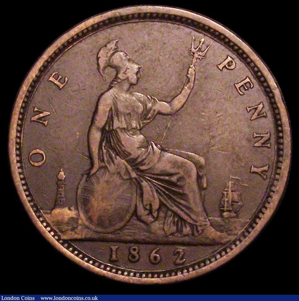 London Coins : A157 : Lot 2981 : Penny 1862 Small Date from Halfpenny die Freeman 41 dies 6+G, Fine and superior to most examples see...