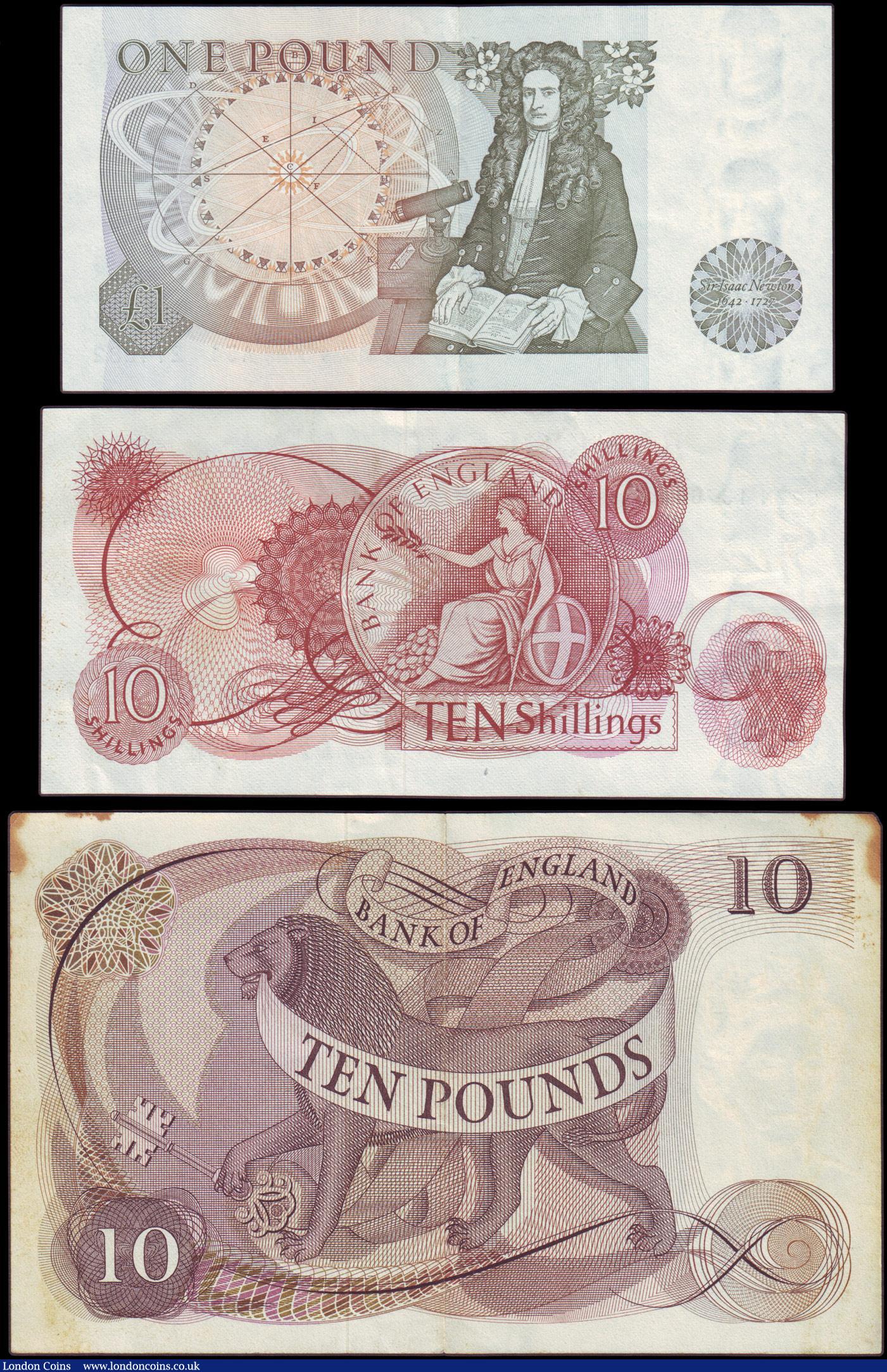 London Coins : A157 : Lot 38 : Ten pounds Hollom B299 issued 1964 first run series A01 000748 stained edges & corner wear, abou...