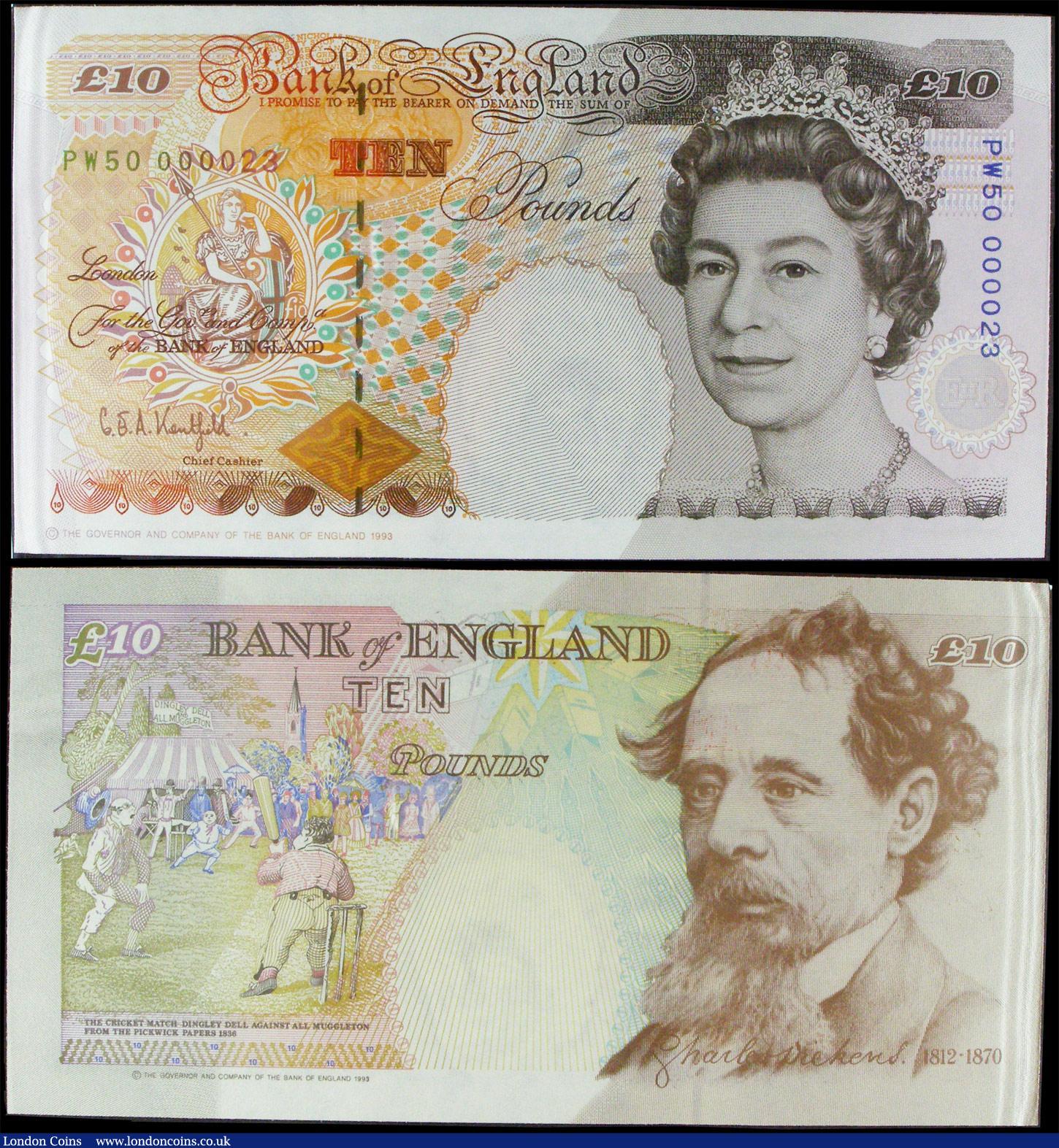 London Coins : A157 : Lot 50 : Kentfield (2) &pound;50 B377 & &pound;10 B369, matching very low serial numbers with special pre...