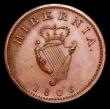 London Coins : A157 : Lot 1491 : Ireland Farthing 1806 Bronzed Proof S.6622 with no stop after date, UNC with some tone spots
