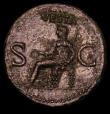 London Coins : A157 : Lot 1717 : Caligula.  Ae as.  C, 37-38 AD.  Rev; Vesta seated l holding patera; VESTA above.  RIC 38.  Dark por...
