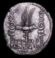 London Coins : A157 : Lot 1786 : Mark Antony.  Ar denarius.  C, 32-31 BC.  Obv;  ANT. AVG III VIR. R. P. C; praetorian galley to righ...
