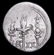 London Coins : A157 : Lot 1795 : Mark Antony.  Ar denarius.  C, 32-31 BC.  Obv;  ANT. AVG III VIR. R. P. C; praetorian galley to righ...