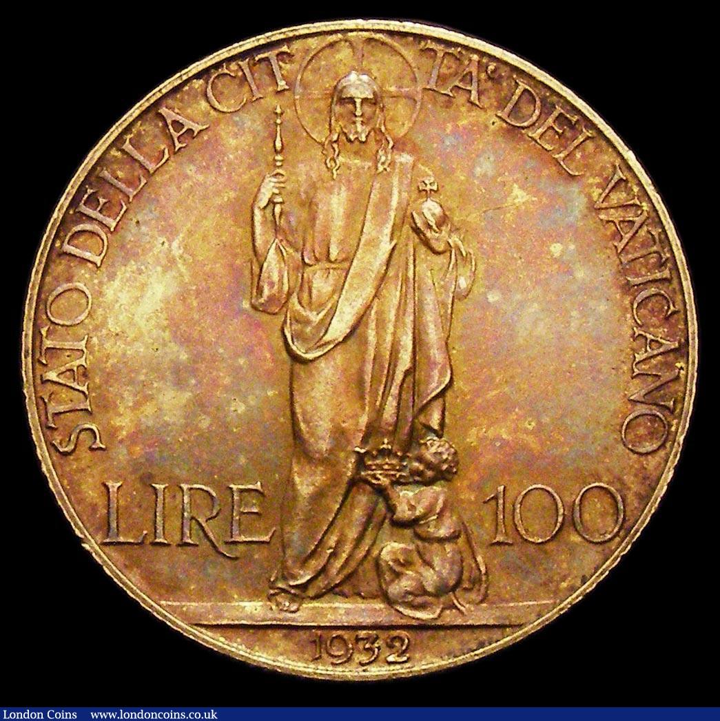 London Coins : A158 : Lot 1409 : Vatican City 100 Lire 1932XI KM#9 EF toned