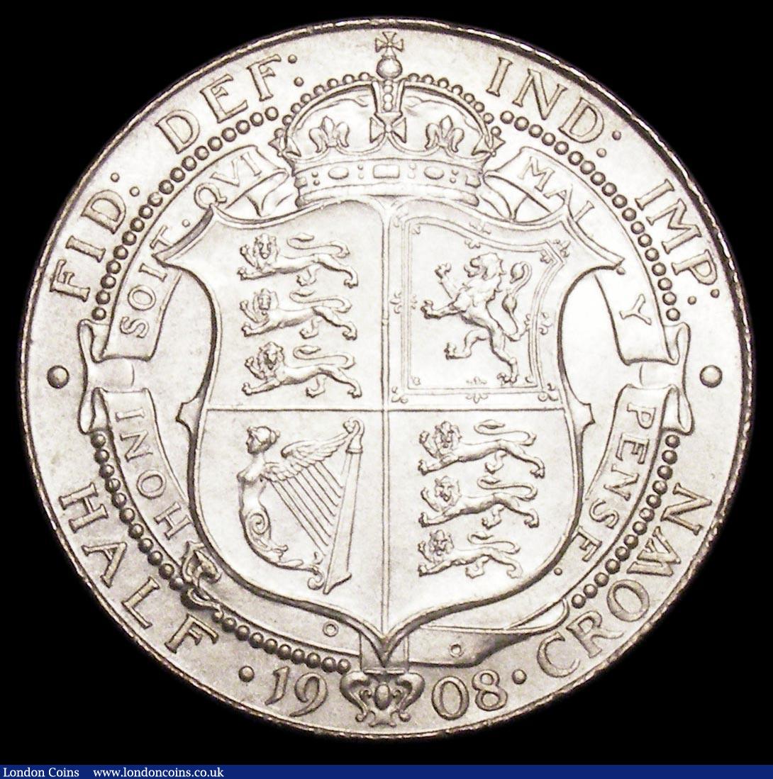 London Coins : A158 : Lot 2254 : Halfcrown 1908 ESC 753 UNC with a light golden tone, the obverse with tiny rim nicks, a most attract...