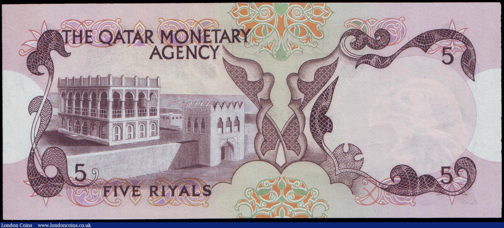 London Coins : A158 : Lot 446 : Qatar Monetary Agency 5 Riyals first issue 1973 series A/3 627001, Pick2a, in PCGS holder graded 63 ...