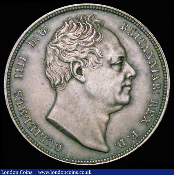 Halfcrown 1834 WW in block, ESC 660 NEF/EF toned, comes with old collector's ticket stating 'R2, Antique shop, Richmond 1949, Seaby No.3834A 9/6' : English Coins : Auction 158 : Lot 2202
