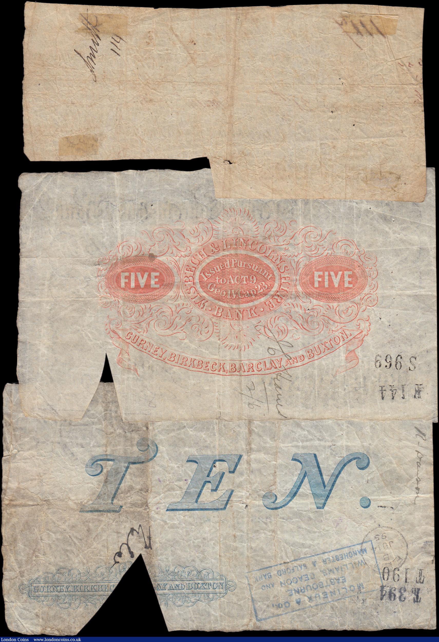 London Coins : A159 : Lot 1567 : Wisbech & Lincolnshire Bank (3), 1 Pound dated 1808 series No.1117, for Gurneys, Birkbeck & ...