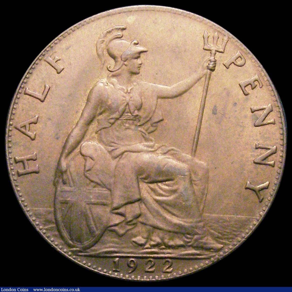 London Coins : A159 : Lot 2910 : Halfpenny 1922 Freeman 401 dies 1+A UNC with subdued even lustre a pleasing coin