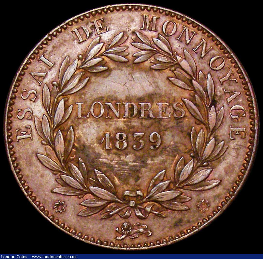 London Coins : A159 : Lot 3095 : France 10 Centimes 1839 Essai in bronze, Reverse 1839 Londres in two lines, weight 15.88 grammes, Ga...