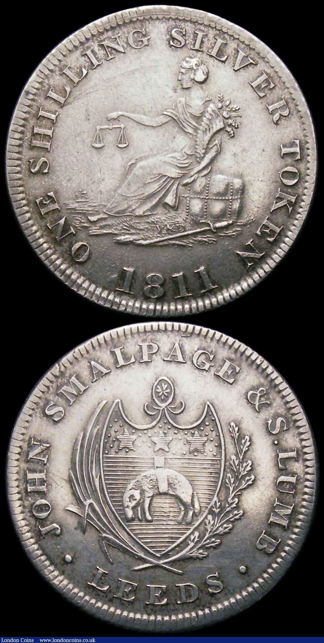 London Coins : A160 : Lot 1621 : 19th Century (2) Shillings Yorkshire - Leeds John Smalpage & S.Lumb (2) 1811 Davis 19 VF, 1812 D...