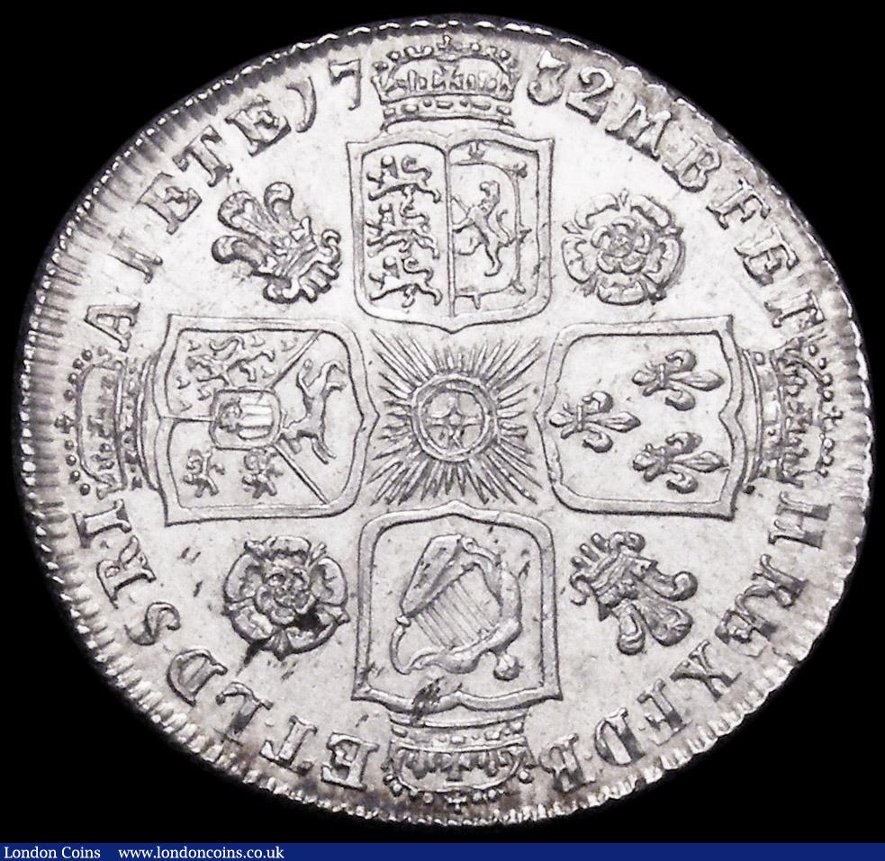London Coins : A160 : Lot 2471 : Shilling 1732 Roses and Plumes ESC 1196, Bull 1705 GVF/NEF with some minor flecks of haymarking