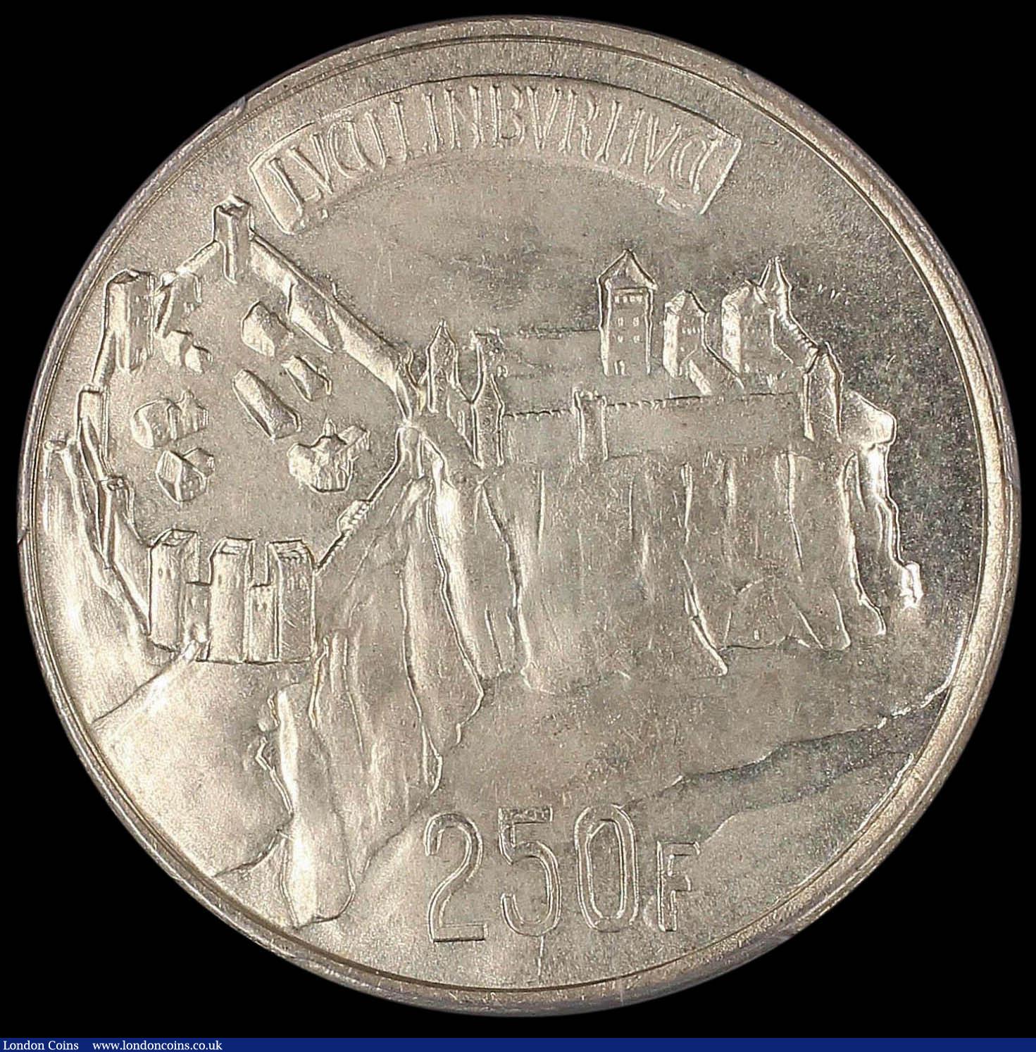 London Coins : A160 : Lot 3344 : Luxembourg 250 Francs 1962 Millennium of Luxembourg KM#53.1 Choice UNC, in a PCGS holder and graded ...