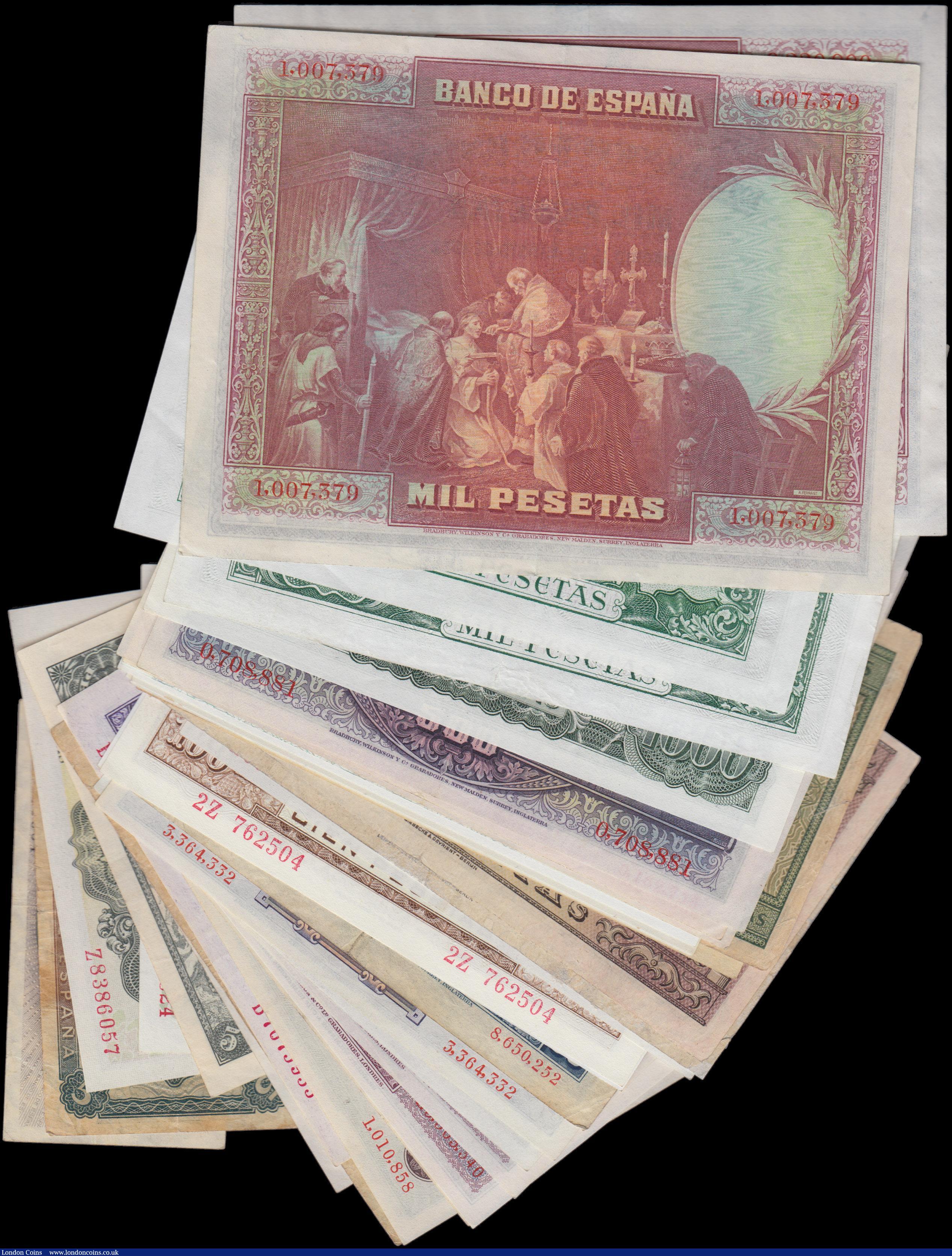 London Coins : A160 : Lot 525 : Spain (34), 1000 Pesetas (5) dated 1928, 1965 & 1971, 500 Pesetas (5) dated 1928, 1931, 1971 &am...