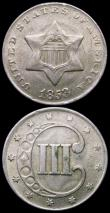 London Coins : A160 : Lot 1266 : USA (2) Half Dollar 1838 Breen 4734 a pleasing example of this short series, Three Cents 1853 Silver...