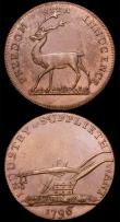 London Coins : A160 : Lot 1675 : Halfpennies 18th Century Middlesex (3) 1795 Kilvington's DH346 EF with traces of lustre, 1794 T...
