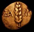 London Coins : A160 : Lot 1896 : Celtic Au Quarter Stater Catuvellauni Cunobelin c.20AD, Wild type, CA-M beside cornea, Rev CVN below...