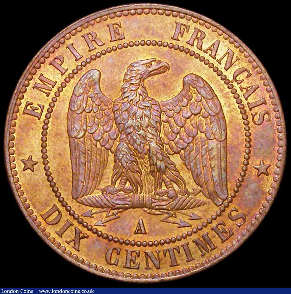 London Coins : A161 : Lot 1150 : France 10 Centimes 1865A KM#798.1 UNC and lustrous with a choice and colourful tone