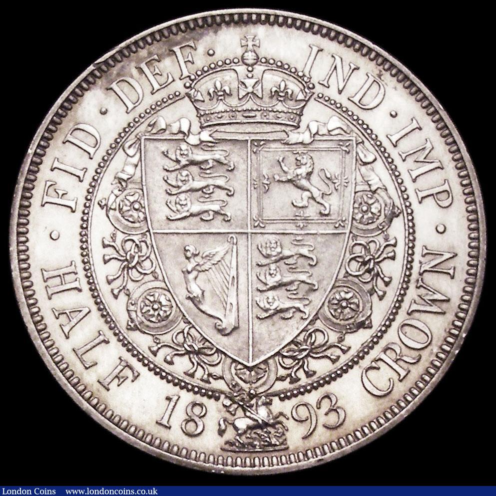 London Coins : A161 : Lot 1746 : Halfcrown 1893 Proof ESC 727, Bull 2779, Davies 663P dies 2B UNC/nFDC retaining much original mint b...