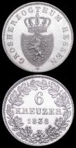London Coins : A161 : Lot 1180 : German States - Hesse-Darmstadt 6 Kreuzer (2) 1836 KM#297, 1838 KM#306 both UNC with attractive ligh...