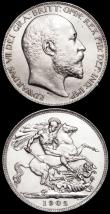 London Coins : A161 : Lot 2824 : Crowns (2) 1902 ESC 361, Bull 3560 NEF with surface marks, 1902 Matt Proof ESC 362, Bull 3562 EF/GEF...