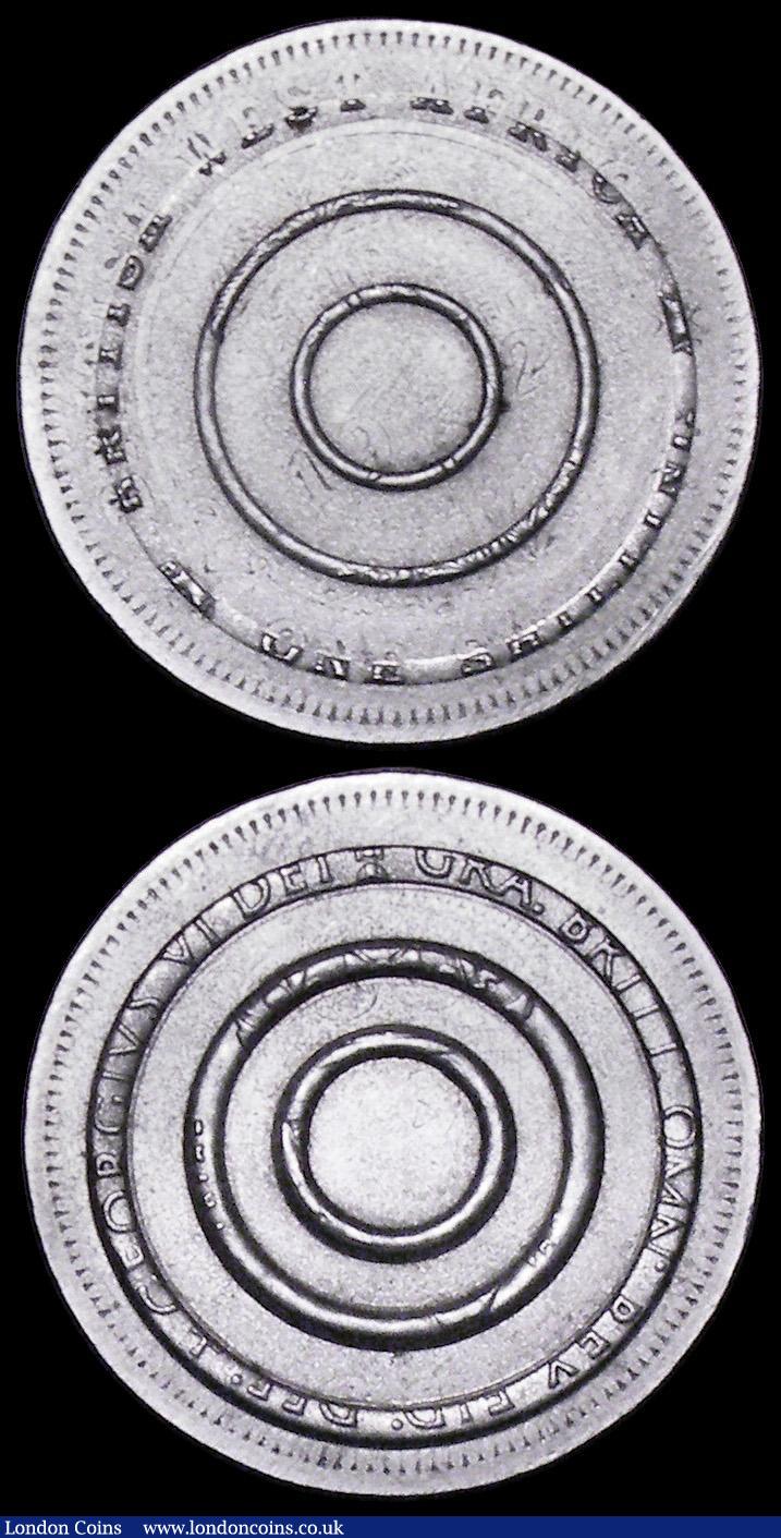 London Coins : A162 : Lot 1130 : British West Africa Trial Pieces (2) Shilling 1952 Trial struck in chromed steel, Obverse with TRIAL...