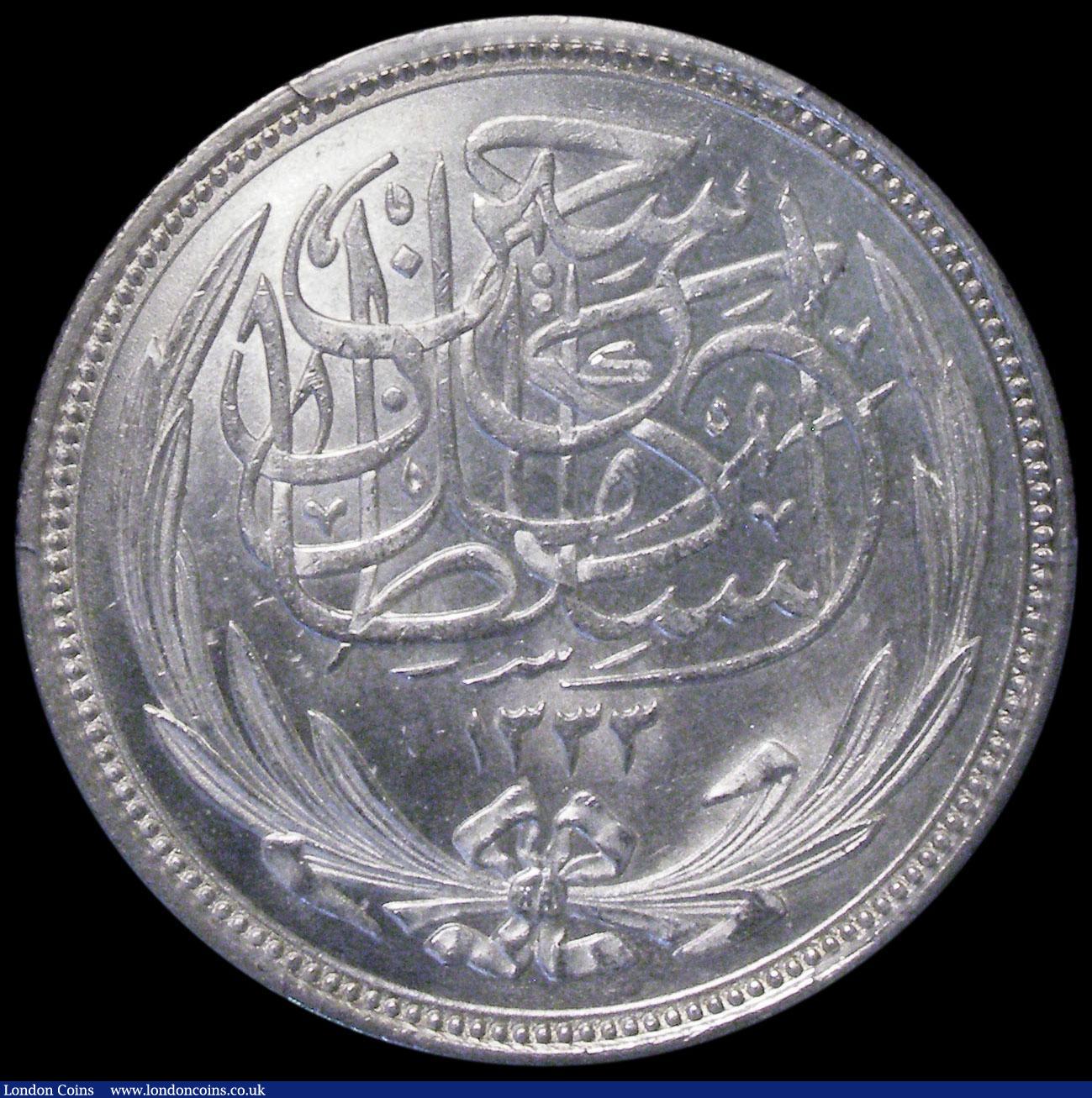 London Coins : A162 : Lot 1154 : Egypt 20 Piastres 1917 AH1335 KM#321 Lustrous UNC in a PCGS holder and graded MS64