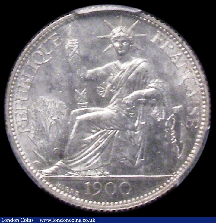 London Coins : A162 : Lot 1163 : French Indo-China 20 Cents 1900A KM#10, Lec-202 Lustrous UNC and choice, in a PCGS holder and graded...