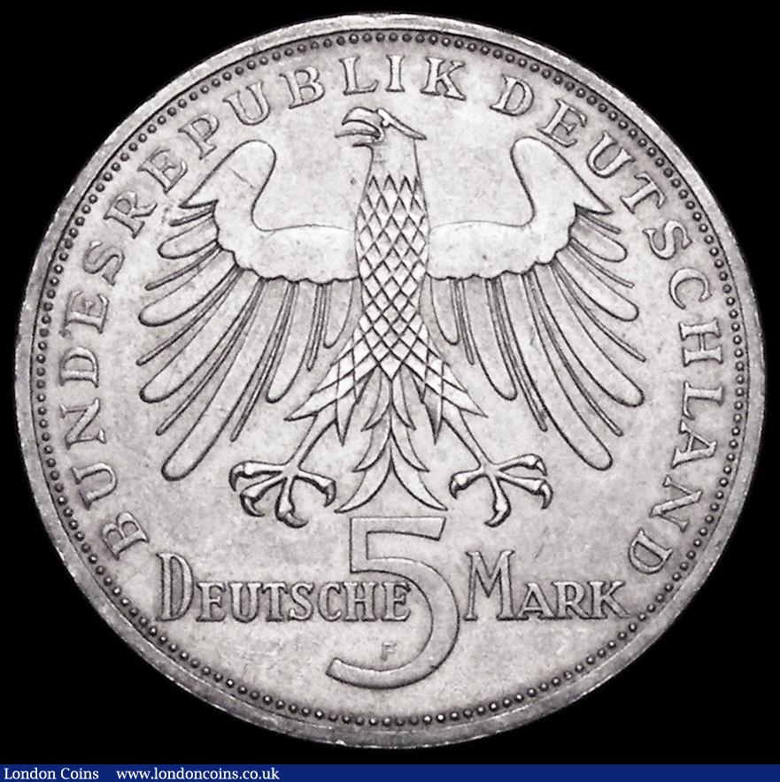 London Coins : A162 : Lot 1182 : Germany - Federal Republic 5 Marks 1955F 150th Anniversary of the Death of Friedrich von Schiller KM...