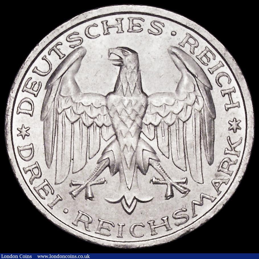 London Coins : A162 : Lot 1191 : Germany - Weimar Republic 3 Reichsmarks 1927A Philipps University in Marburg KM#53 Lustrous UNC with...