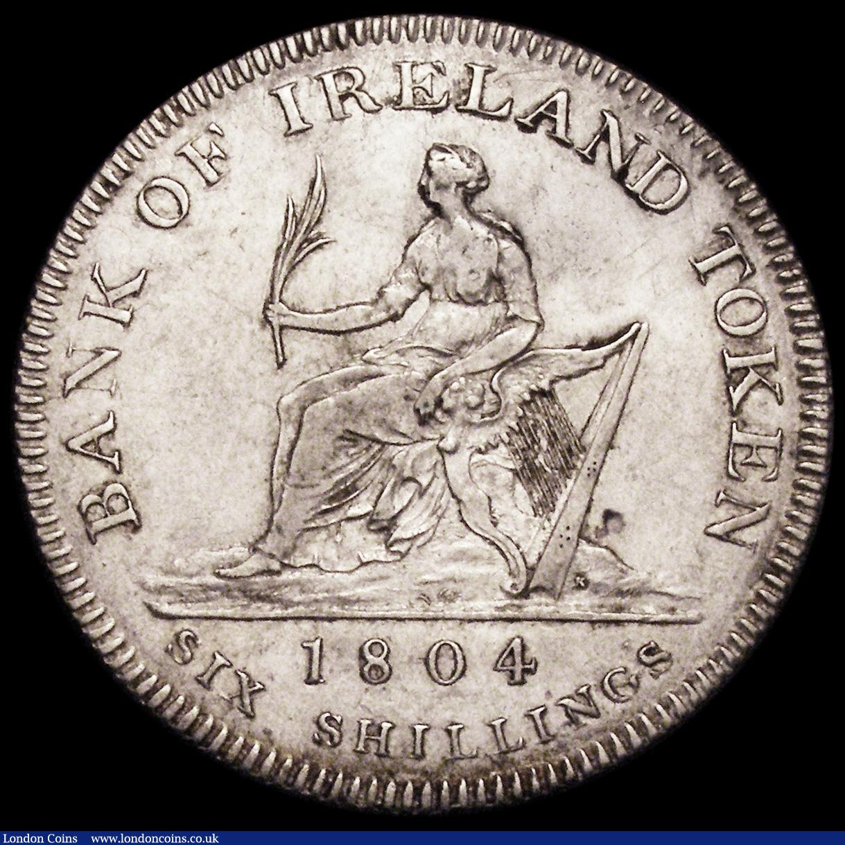 London Coins : A162 : Lot 1221 : Ireland Six Shilling Bank Token 1804  S.6615 Good Fine with some flecks of toning