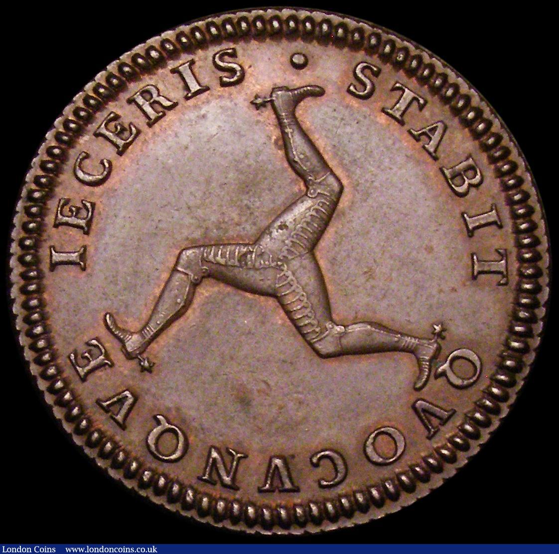 London Coins : A162 : Lot 1222 : Isle of Man Penny 1786 milled edge without pellet S7413 Unc or near so with a trace of lustre by far...