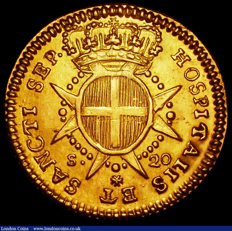 London Coins : A162 : Lot 1234 : Malta (Order of) 20 Scudi 1764 Emmanuel Pinto KM276 EF, Friedburg 34 with some underlying brilliance...