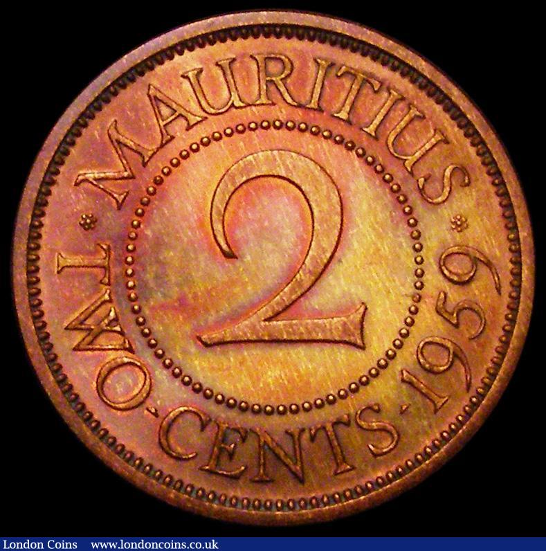 London Coins : A162 : Lot 1236 : Mauritius 2 Cents 1959 VIP Proof/Proof of record KM#32 nFDC retaining almost full mint lustre, with ...