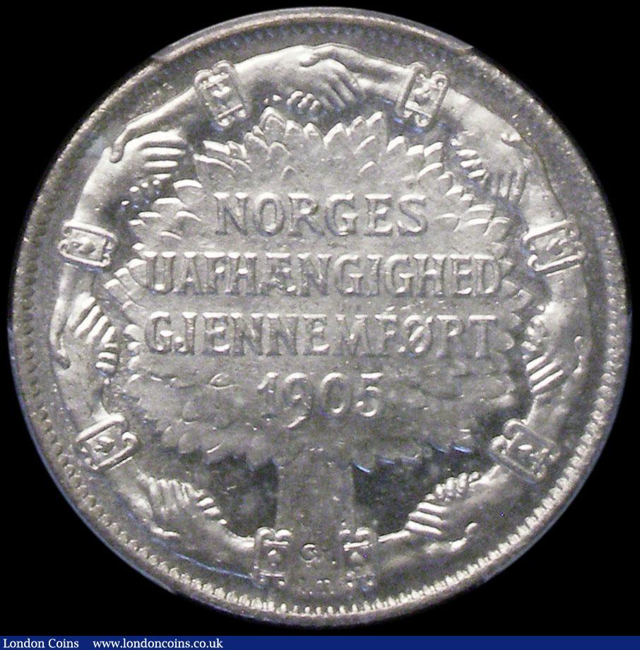 London Coins : A162 : Lot 1251 : Norway 2 Kroner 1907 KM#365 Lustrous UNC, in a PCGS holder and graded MS65