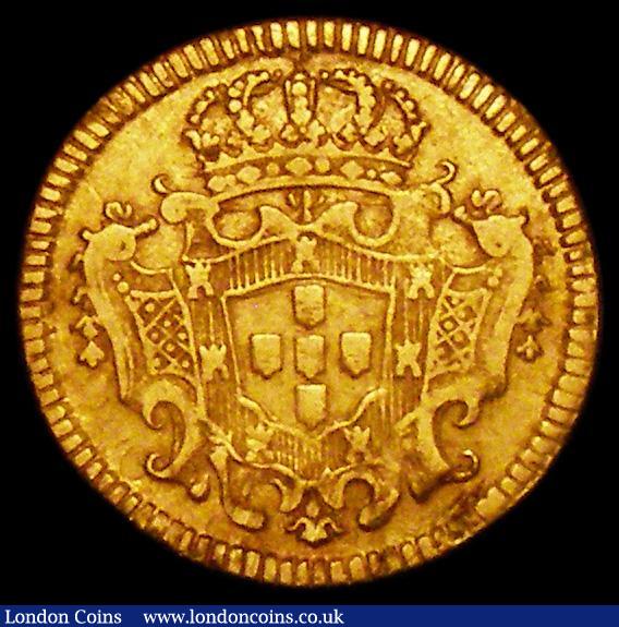 London Coins : A162 : Lot 1264 : Portugal Half Escudo 1726 no stop at end of obverse legend KM#218.4, Fine with a scratch in the obve...