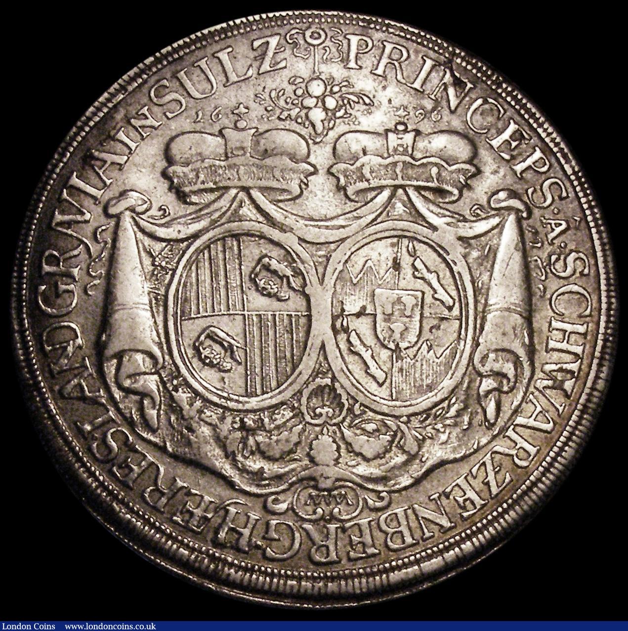 London Coins : A162 : Lot 1663 : German States - Shwarzenburg Thaler 1696 MM Vienna Mint, the scarcer of the two types KM#16 GVF, Ex-...