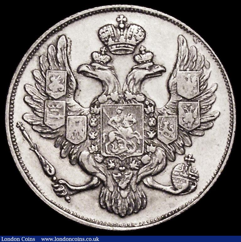 London Coins : A162 : Lot 1692 : Russia 3 Roubles Platinum 1830 CПБ Bitkin 75, C#177 VF a rare issue and seldom offered
