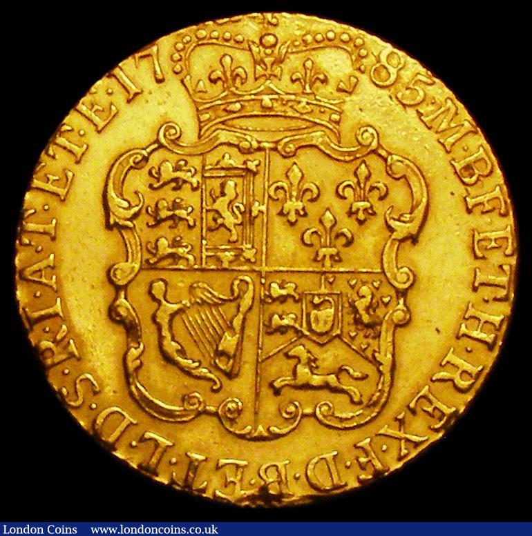 London Coins : A162 : Lot 1781 : Guinea 1785 S.3728 GVF with trace of a mount having been skilfully removed at the top of the obverse