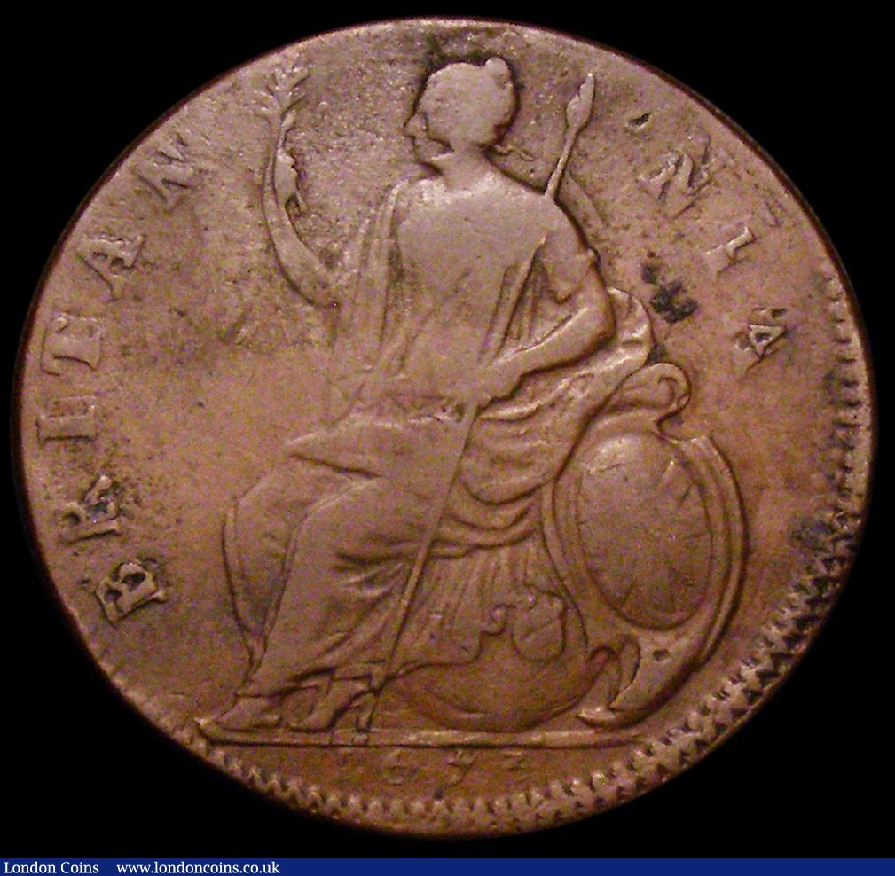 London Coins : A162 : Lot 1865 : Halfpenny 1673 Peck 510 About Fine with some double striking to the obverse, Ex-Reeves Auction 5/5/1...
