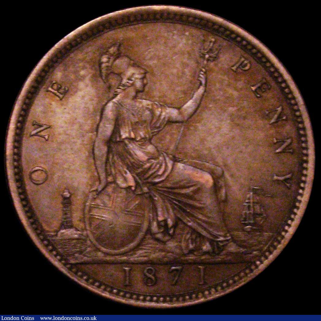London Coins : A162 : Lot 1876 : Penny 1871 Freeman 61 dies 6+G, Gouby BP1871Ad, 12 1/2 teeth date spacing, GVF, Rare 
