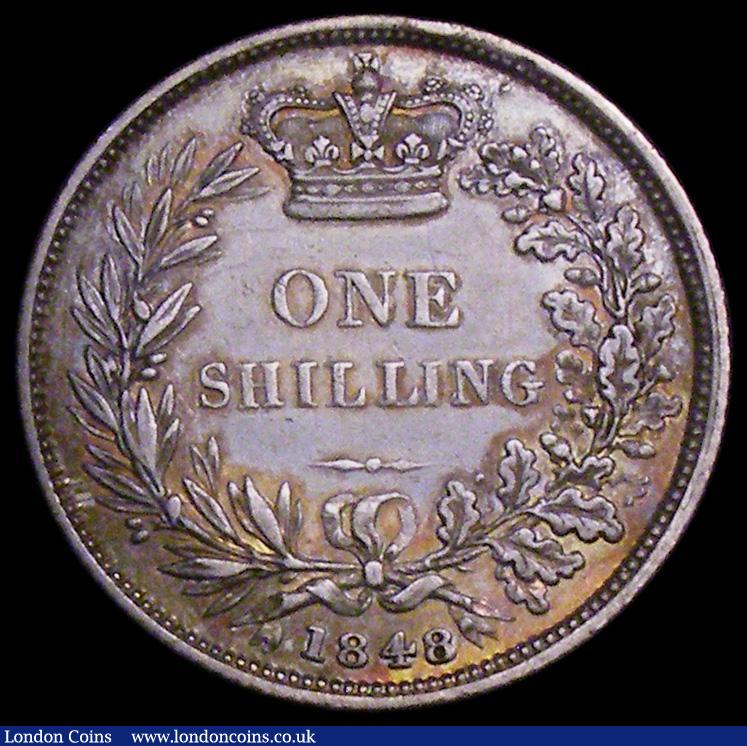 London Coins : A162 : Lot 1896 : Shilling 1848 8 over 6 ESC 1294, Bull 2993 VF Rare