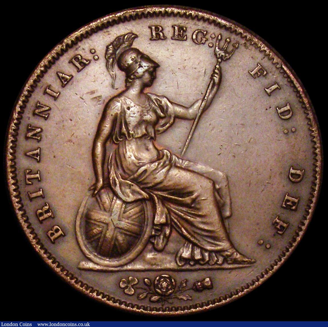 London Coins : A162 : Lot 2426 : Penny 1858 Large Rose Ornamental Trident, Small Date with WW unlisted by Peck, believed to be only a...