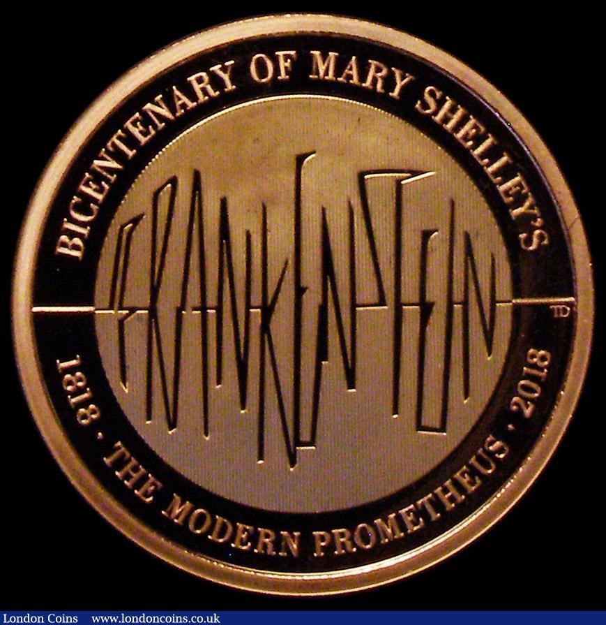 London Coins : A162 : Lot 2728 : Two Pounds 2018 Bicentenary of Mary Shelley's Frankenstein Gold Proof nFDC uncased